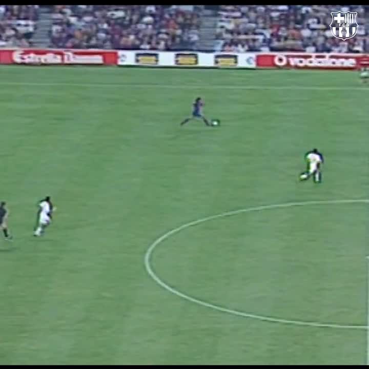 🇧🇷😍 23 years ago today, Ronaldinho scored his first ever Barcelona goal and it was absolutely INCREDIBLE. 🚀👏