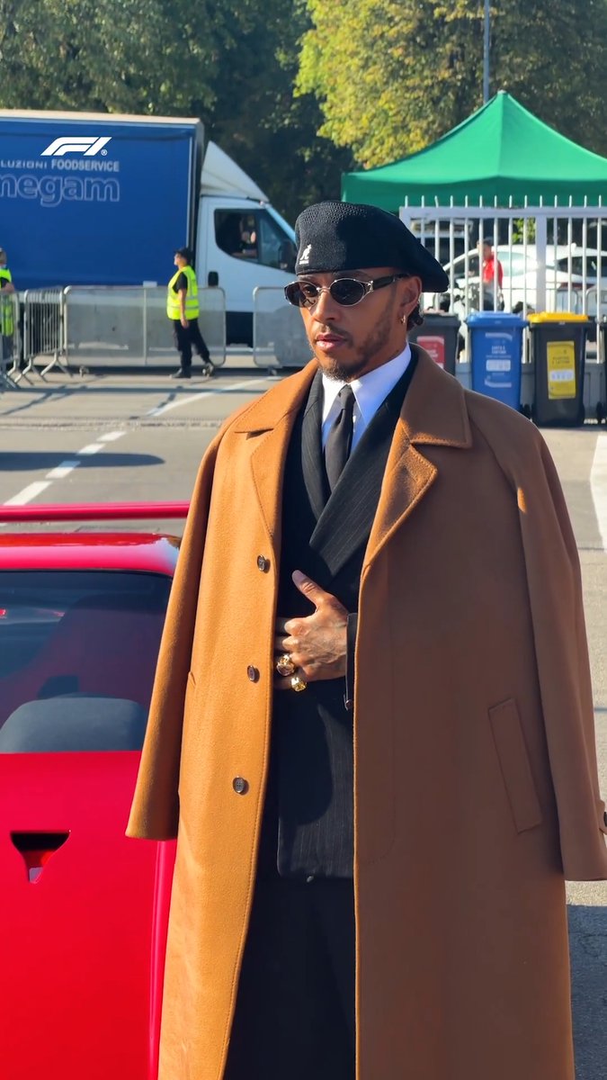 Iconic. ✨ Arriving for Media Day in Italy, Lewis Hamilton style 🤩 #F1 #ItalianGP