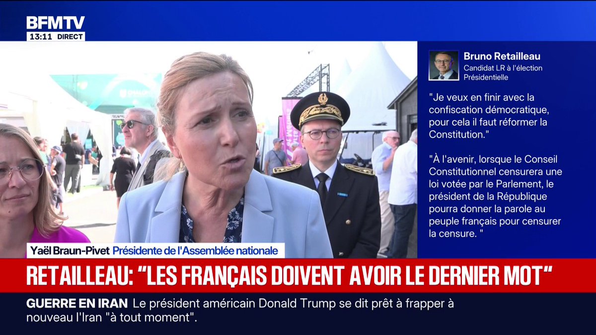 Proposition de Bruno Retailleau de réformer la Constitution: "Notre Constitution est notre bien le plus précieux", s'offusque Yaël Braun-Pivet, présidente de l'Assemblée nationale