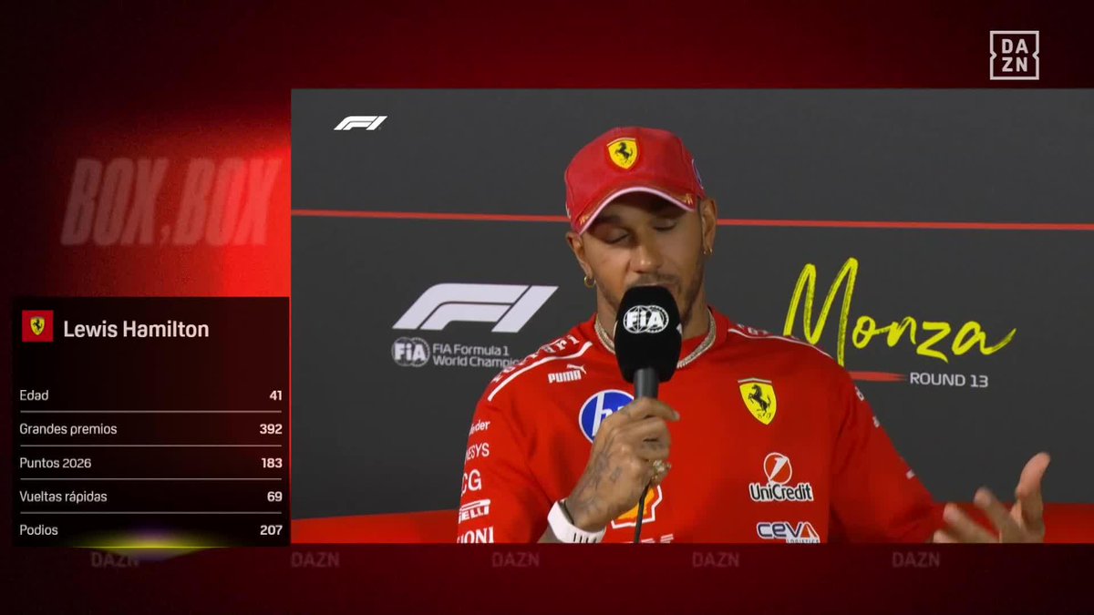 Lewis Hamilton, sobre la decoración especial de Ferrari en honor a Michael Schumacher para Monza "Llevo siete estrellas. Me va bien porque yo también tengo siete estrellas, la siento un poco mía" #BoxBox