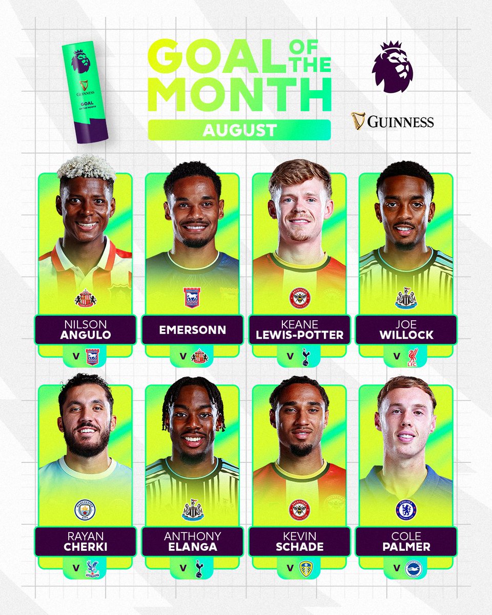 These August goals 🤩 Voting for Guinness Goal of the Month is now open ⚽️