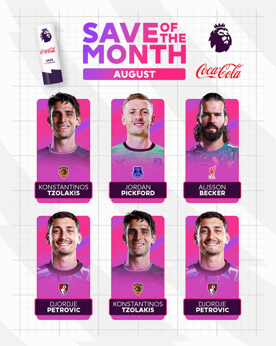 Six saves of the highest order 🧤 Cast your vote for Coca-Cola Save of the Month for August 🔗