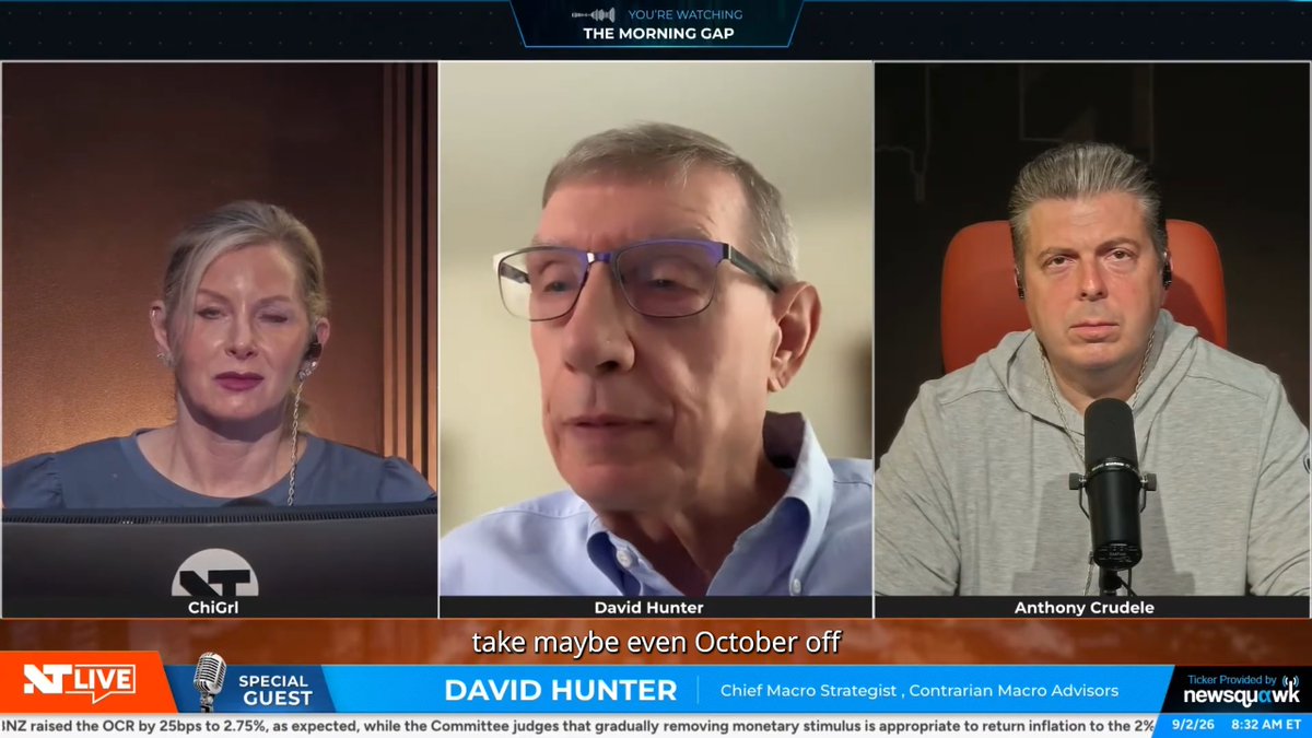 "September is setting up here to be a very strong month." David Hunter calls for a parabolic move to 10,000 on the S&P this year. His thesis 👇