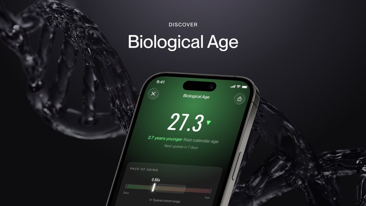 Introducing Biological Age: an evolving view of how your body is aging, built into the Eight Sleep app. Every night, your Pod measures your heart rate, HRV, and sleep automatically, no wearable required. Connect Apple Health or Health Connect to factor in your workouts. In the U.S., connect HealthEx to add your health history and medical records for an even fuller picture. Developed in collaboration with Bryan Johnson, founder of Immortals and one of the world's most prominent voices in longevity. Update the Eight Sleep app and discover your Biological Age today.