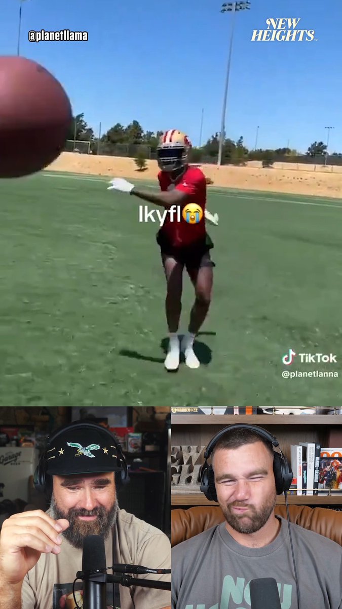 Travis and Jason literally couldn't keep it together watching Daejon Love, the fake 49ers WR, highlights and I don't blame them 😂😂😂😂😂😂