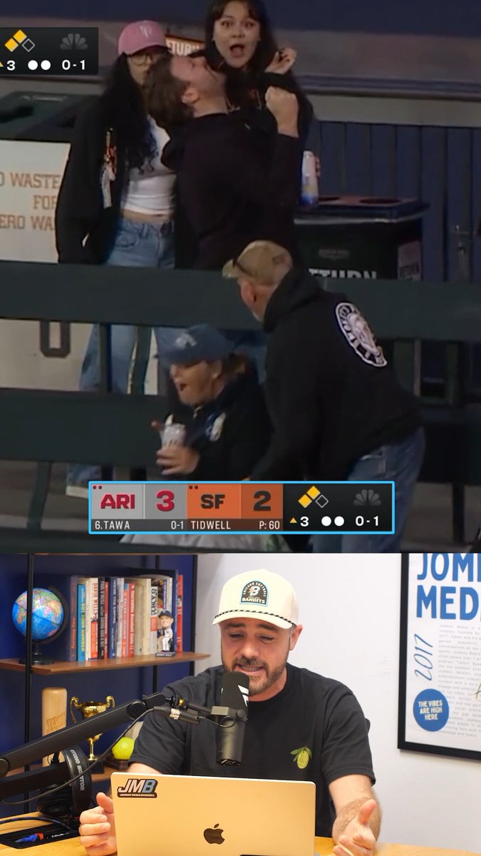Cameraman caught two fans dropping a ball within 30 seconds of one another