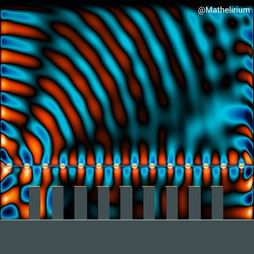 A relativistic electron beam can radiate without striking the metal at all. As the microbunches skim the periodic grating, their evanescent EM field is diffracted into radiation, producing angled wavefronts
