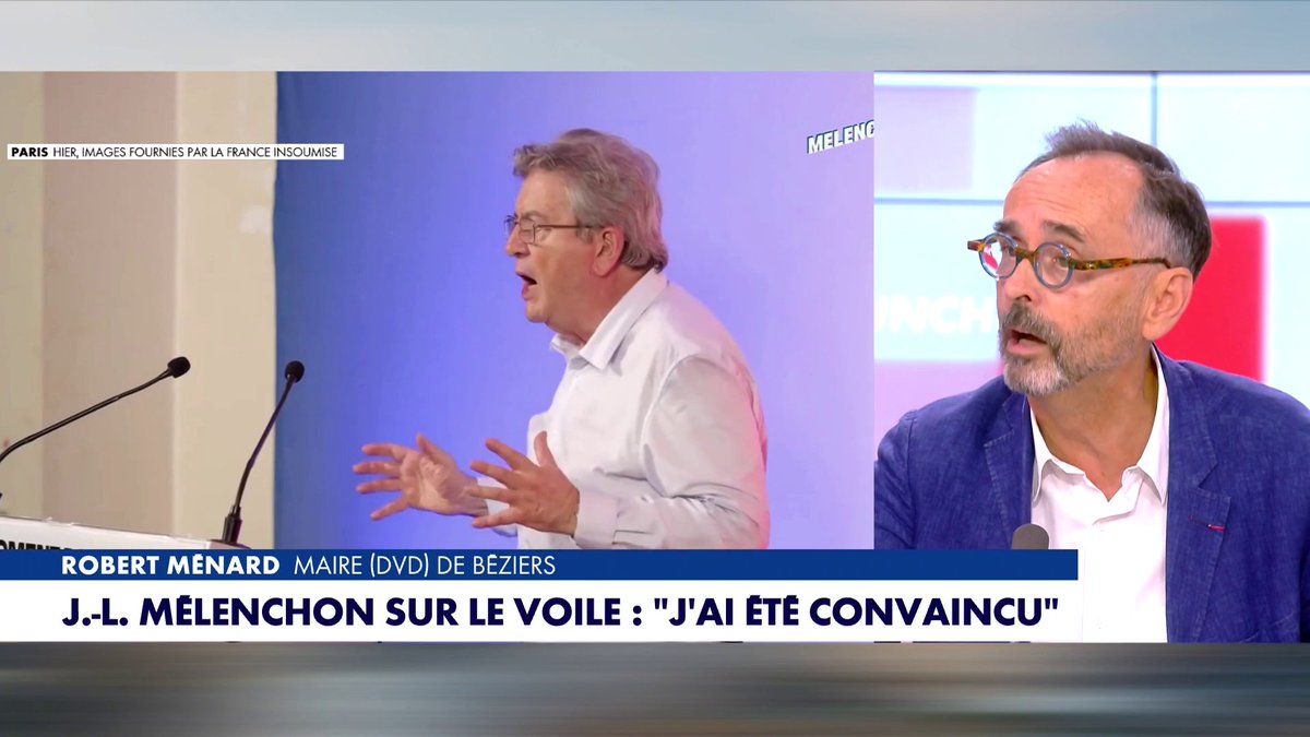 Alors que Jean-Luc Mélenchon a reconnu avoir «changé d’avis» sur le voile islamique au fil des années, le maire de Béziers Robert Ménard livre son analyse : «Jean-Luc Mélenchon fait du racolage électoral», dans #Punchline Toute l'info est à retrouver sur