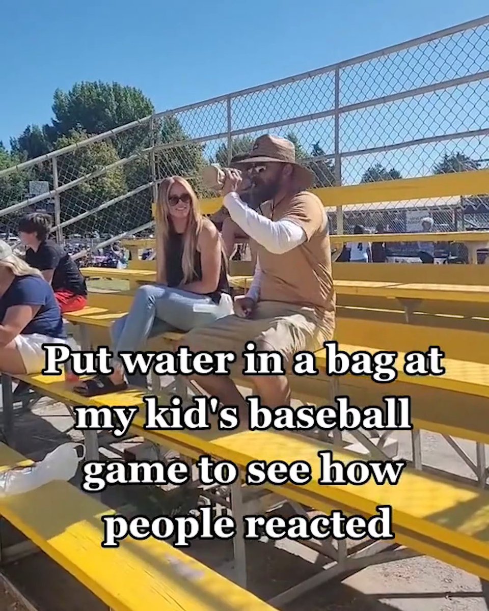 He put water in a bag at his kid's baseball game to see how people would react 😭
