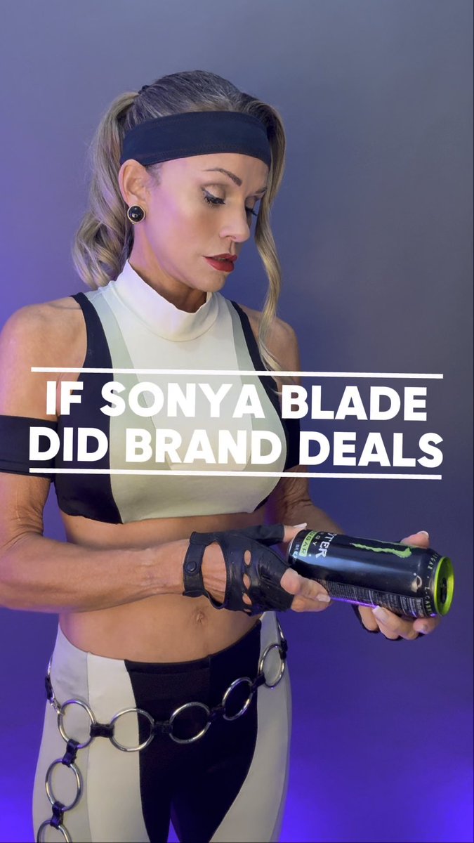 If Sonya Blade did brand deals… Monster Energy #SonyaNeedsANewAgentJoeSucks #mortalkombat #sonyablade #kerrihoskins #monsterdrink