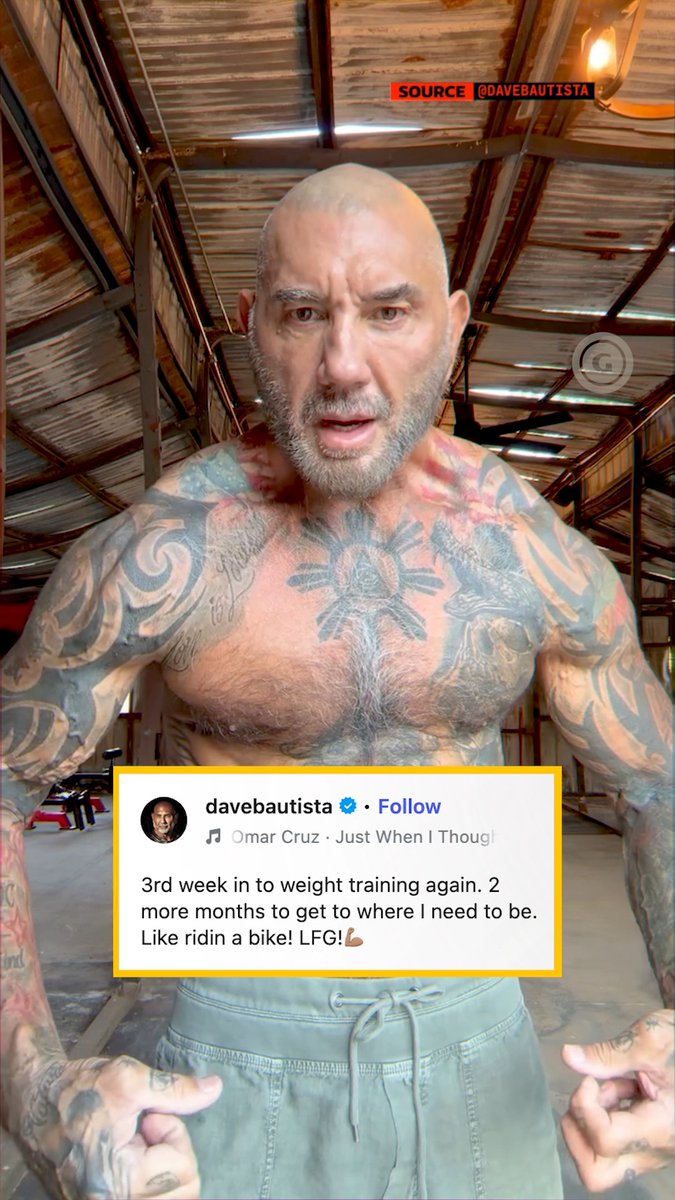Dave Bautista is getting 💪 shredded 💪 in preparation for his role as Kratos in the God of War series. The actor posted on social media that he's 3 weeks into training and still has months to go before getting to where he wants to be for the character.