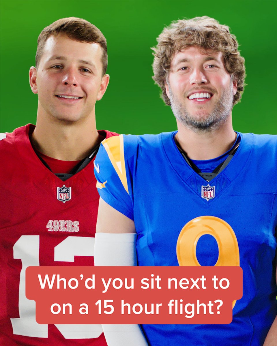 .San Francisco 49ers and Los Angeles Rams players break down who’d they want to sit with, and avoid, on a 15 hour flight to Melbourne 🇦🇺 😂 “Deebo Samuel, he’s the loudest teammate we got.” 😂 “Anybody from the coaching staff.” LIVE on Netflix September 10 — coverage starts at 6:30 PM ET. NFL