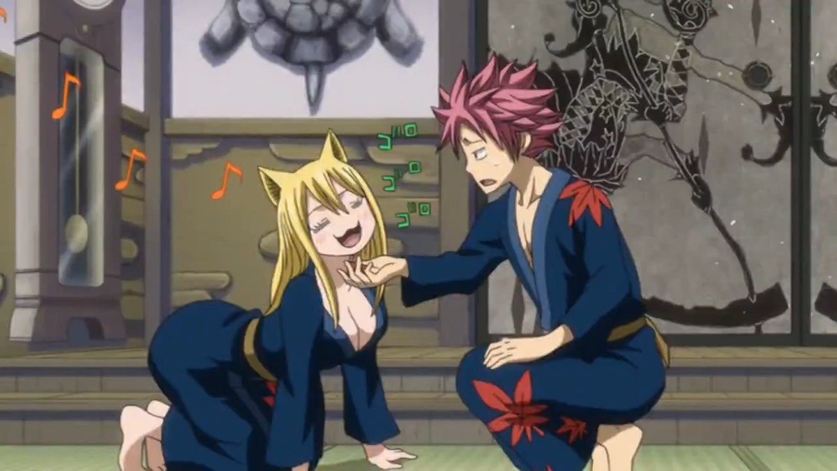 when Lucy gets drunk, she becomes flirty and clingy, which is Natsu’s biggest challenge, but he still takes care of her and does whatever she says 💗