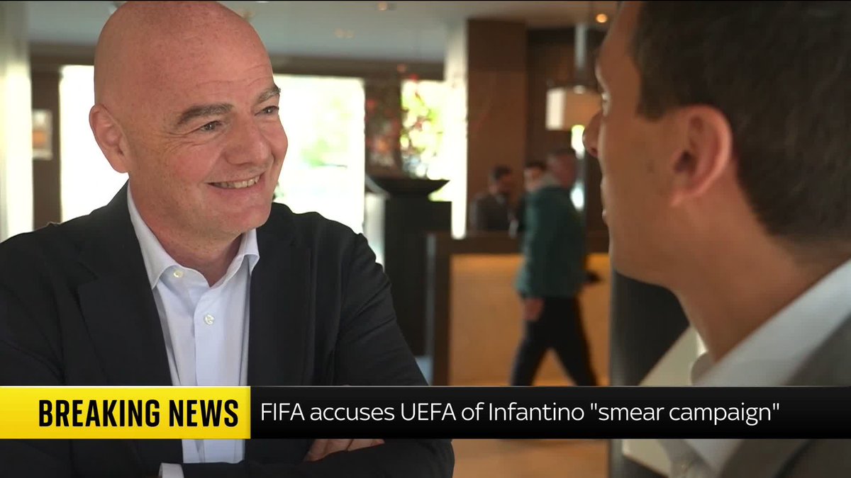 BREAKING: FIFA has accused European football's governing body, UEFA, of a 'smear campaign' against Gianni Infantino after the body said it was preparing to bring criminal proceedings against the FIFA boss.