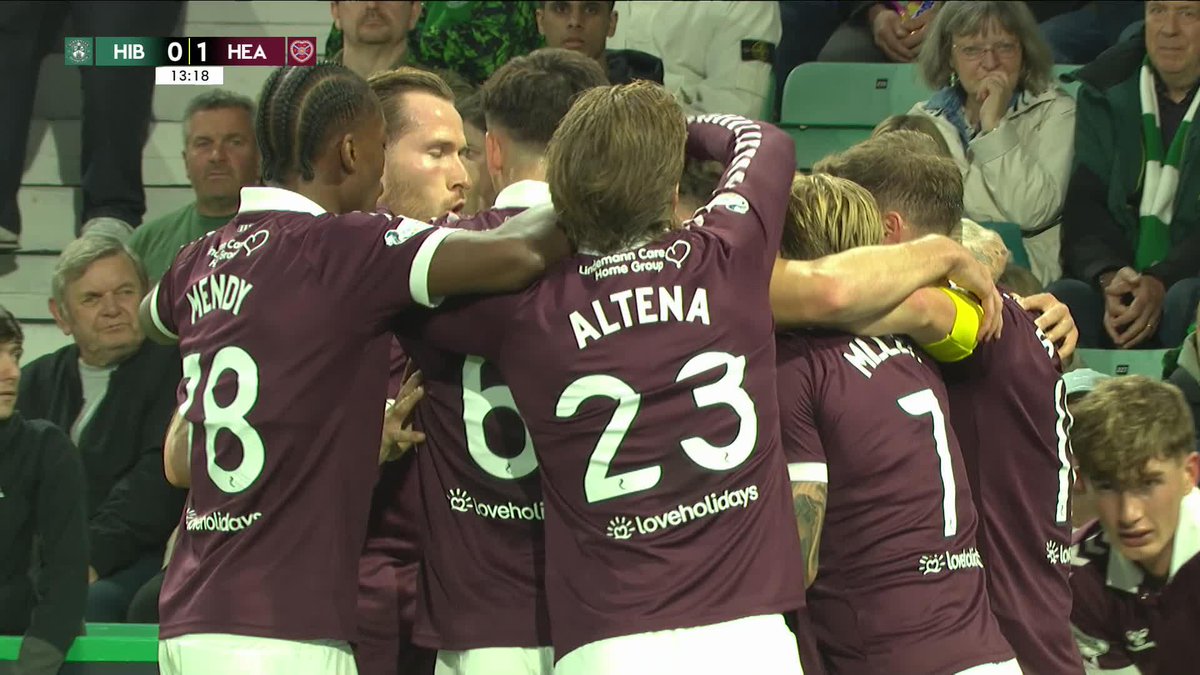James Wilson with a cool finish to give Heart of Midlothian FC an early lead in the derby! 💜 "It's the away end that erupts into celebration!" 🎙️