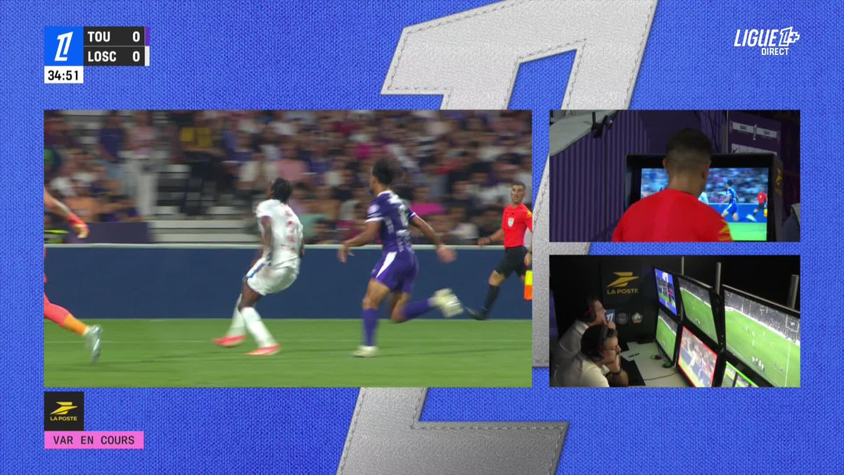 PAS DE PÉNALTY POUR TOULOUSE SUR CETTE ACTION !!! ❌ L’arbitre estime que le Toulousain pousse le Lillois qui fait main derrière. C’est la bonne décision ? 🤔 🎥 L1+