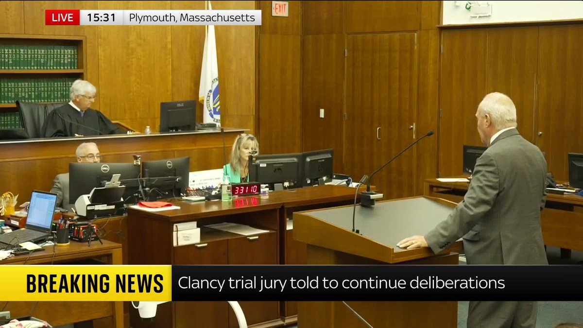 🗣️ 'I object to the court's ruling.' The defence lawyer representing Lindsay Clancy has hit out at the judge's ruling that the current members of the jury continue deliberations for a third time. He claimed one juror 'refuses to listen to law'.
