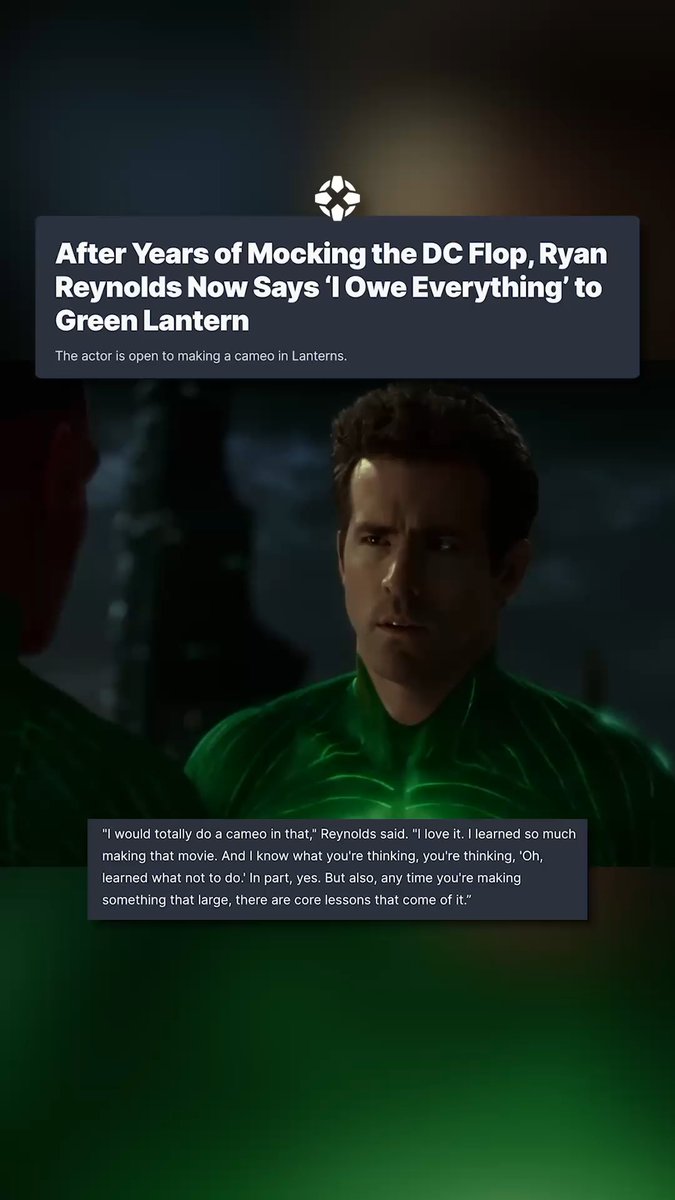 Ryan Reynolds told ET that he'd love to do a cameo in Lanterns, saying he owes his entire career to the 2011 Green Lantern movie.