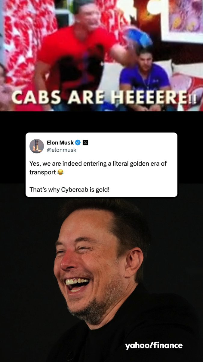 .Elon Musk says we're in the "golden era of transport." "That's why the Cybercab is gold!" "Cybercabs have no steering wheels or pedals. They are designed and built for maximally efficient autonomous operation," the Tesla CEO posted on X following the new robotaxis release.