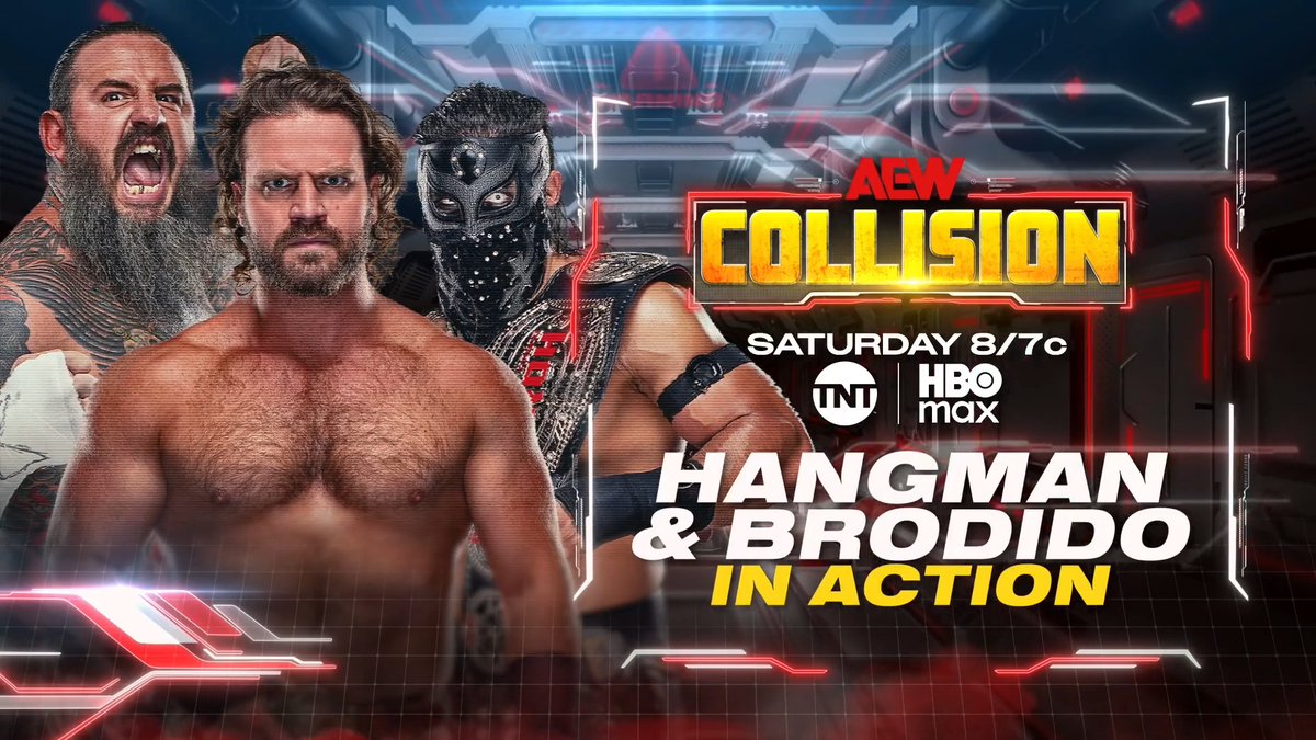 #AEWCollision - 8/7c, TNT &amp; HBO Max This Saturday, 9/5! Hangman Page/@BandidoWrestler/@BrodyXKing will be In Action! The former AEW World Trios Champions, Hangman &amp; Brodido, want the gold back and will be in action on TNT, THIS SATURDAY NIGHT!