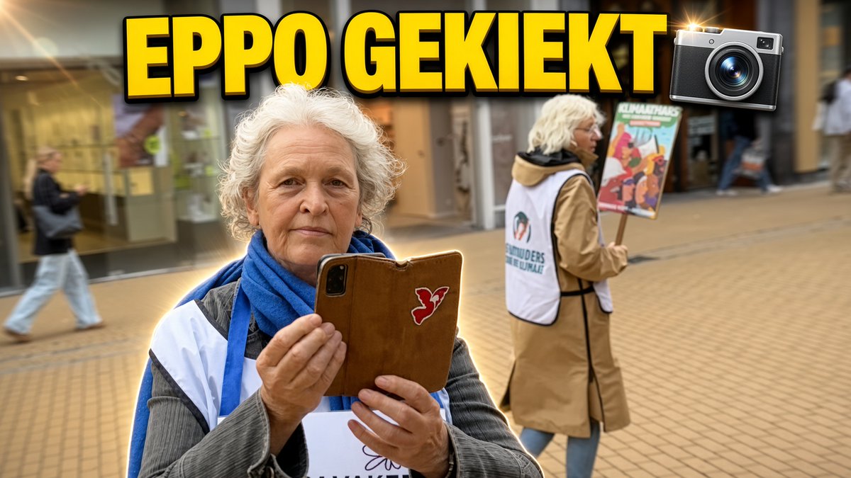 Soms ben je als verslaggever zelf even het onderwerp. Oma neemt uitgebreid de tijd voor een foto van Eppo. "Oké bedankt!" En de missie voor het klimaat gaat weer onverstoord door. 📸 #Groningen #klimaat