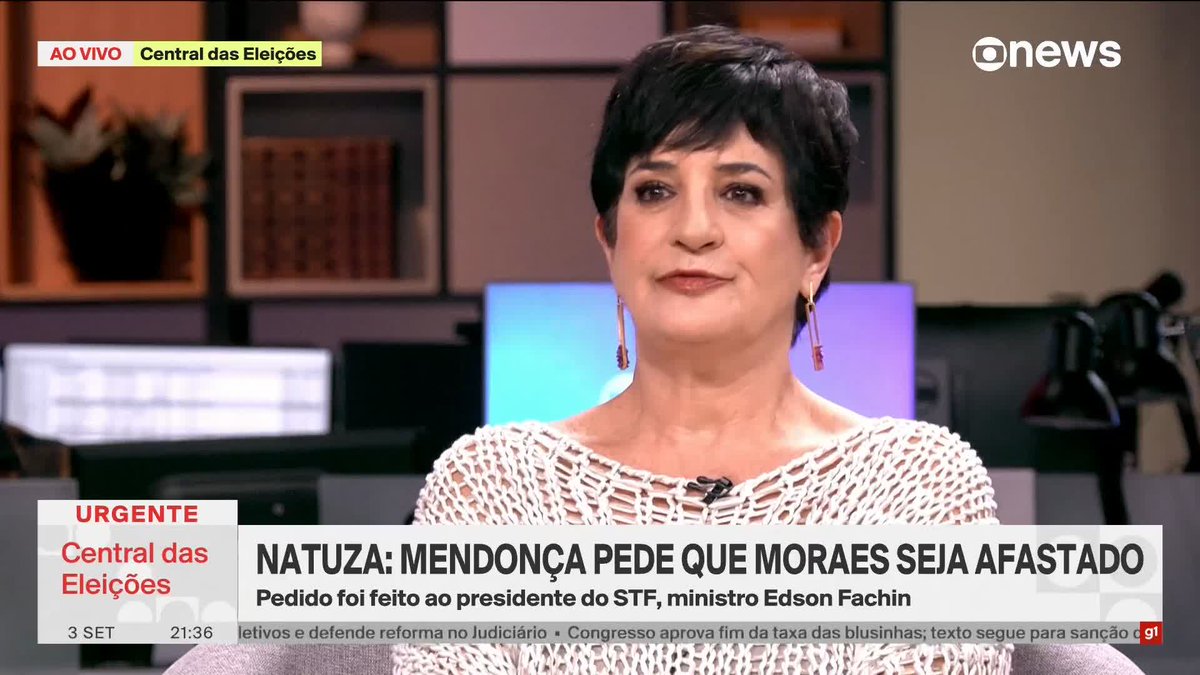 Natuza: André Mendonça pede a Fachin, presidente do STF, que Alexandre de Moraes seja afastado. ➡️ #CentralDasEleições - de segunda a sexta, às 19h e às 23h, na #GloboNews. Assista na TV e no #globoplay