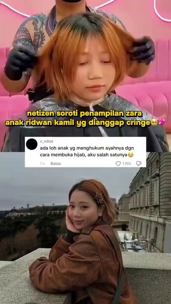 "Ada loh anak yang menghukum ayahnya dengan cara membuka hijab, aku salah satunya" komen salah satu netizen. Ini Penampilan Zara anak ridwan kamil. Kayaknya dia memang sakit hati banget ya.