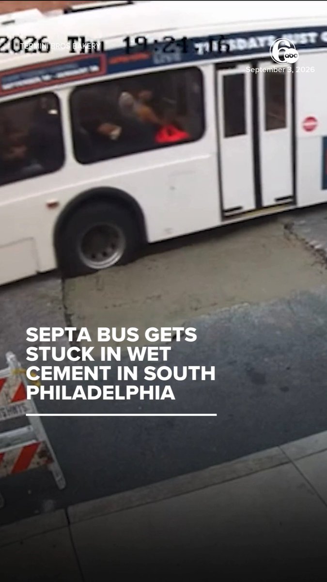 SEPTA bus gets stuck in fresh cement outside Termini Brothers Bakery