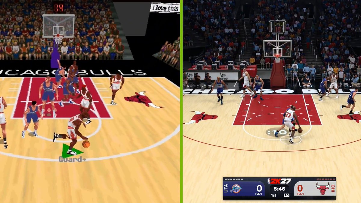 30 years of NBA games on PC! NBA Action 98 was the first ever NBA game I played on PC, it's incredible how far we have come and NBA 2K27 with DLSS 5 takes it to a whole new level. So many memories of this game 😁