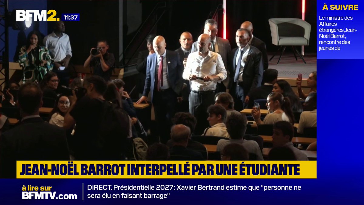 "Vous n'êtes pas le bienvenu dans nos universités": Jean-Noël Barrot interpellé par une étudiante lors de l'événement "La Fabrique de la Diplomatie" #BFM2