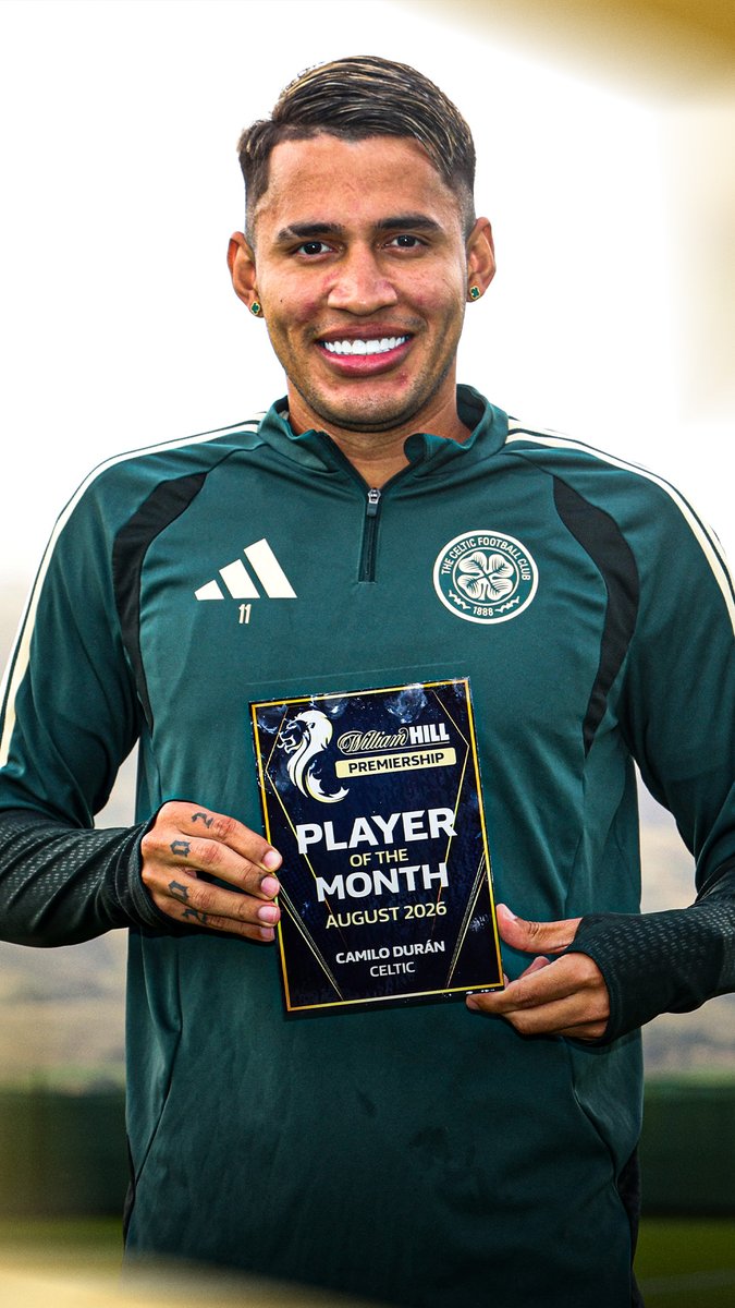 🇨🇴 Congratulations to Camilo Durán, who has been named the Scottish Premiership Player of the Month for August! 🥇👏 #CelticFC🍀