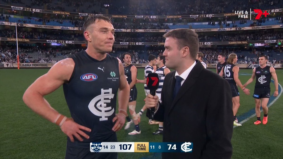🗣️ "There's a lot of character in this group and a lot to build on." - Patrick Cripps #AFLFinals