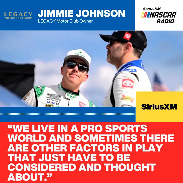 Jimmie Johnson on the decision to move on from John Hunter Nemechek at LEGACY MOTOR CLUB ⬇️ 🗣️ "When you look across the landscape for how we grow the company [...] there was a scenario there that we needed to explore." More ➡️