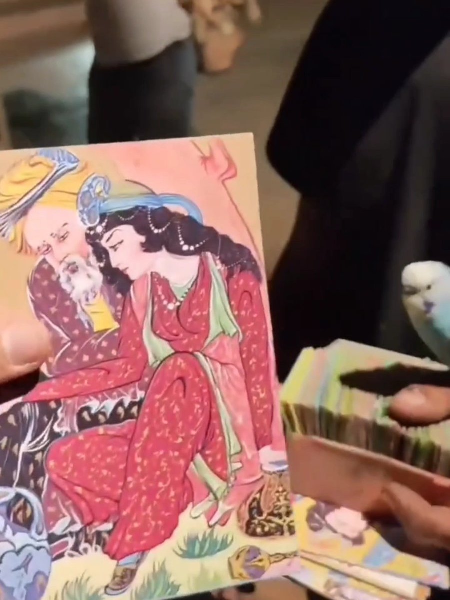 🇮🇷 A fading tradition at the Tomb of Hafez: A tiny parakeet draws a line of Hafez’s poetry or words from a box, bringing the rush of modern life to a gentle, poetic halt. "Stay close to any sounds that make you glad you are alive." Hafez, Persian Poet, 14th Century