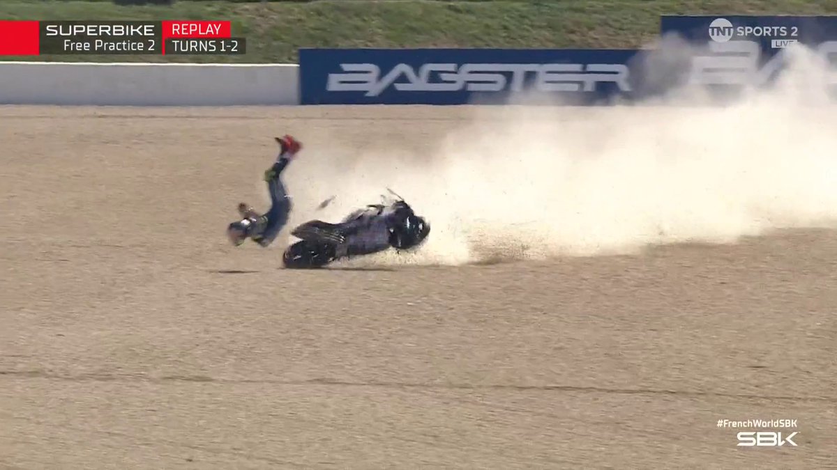 Massive off for Sofuoğlu 💥 A lowside turned into a highside in an unfortunate crash for Bahattin Sofuoğlu 😖 #WorldSBK | #FrenchWorldSBK | Live on TNT Sports and HBO Max