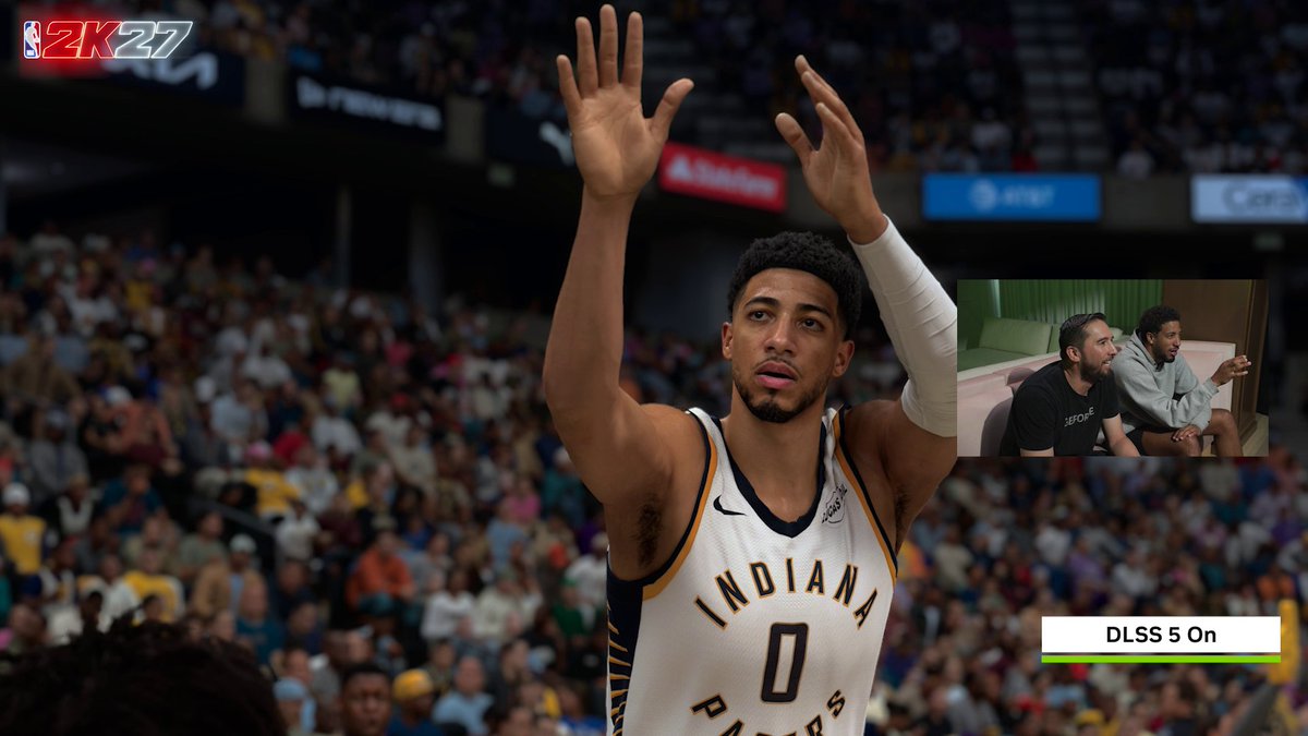 “It looks so real.” Every NBA 2K 27 moment has poster potential - watch Tyrese Haliburton react as DLSS 5 brings each one to life on GeForce RTX 50 Series. Watch the full video: