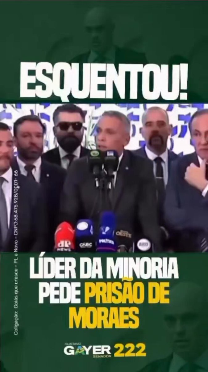 Deputado Gustavo Gayer( Líder da Minoria) pede a prisão de Moraes. 🤜🤛💚💛💙🤍🇧🇷