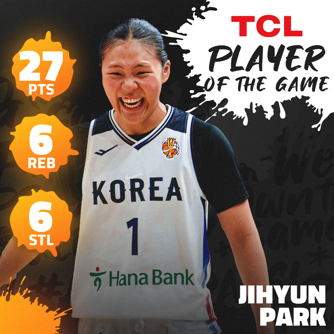 How reliable is Jihyun Park? Your TCL Player of the Game, everybody 👏🇰🇷#FIBAWWC 📊 27 PTS | 6 REB | 6 STL | 2 AST
