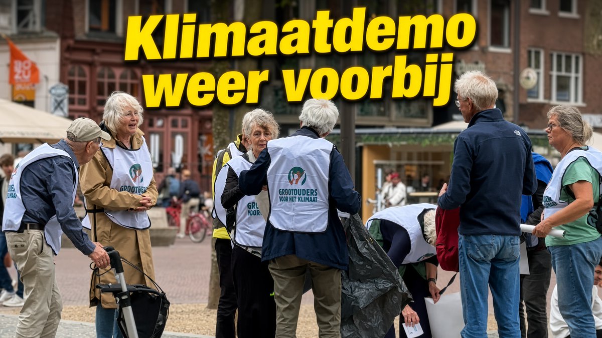 De hesjes gaan weer uit en de protestborden worden ingeleverd. De Grootouders voor het Klimaat hebben in een half uurtje wandelen weer veel bereikt. 🌍 (Wie helpt die arme man links even?) Voor Eppo is er geen tijd om uit te rusten, snel door naar het station. Daar was gisteravond óók nog een Pally-demonstratie. 🎥