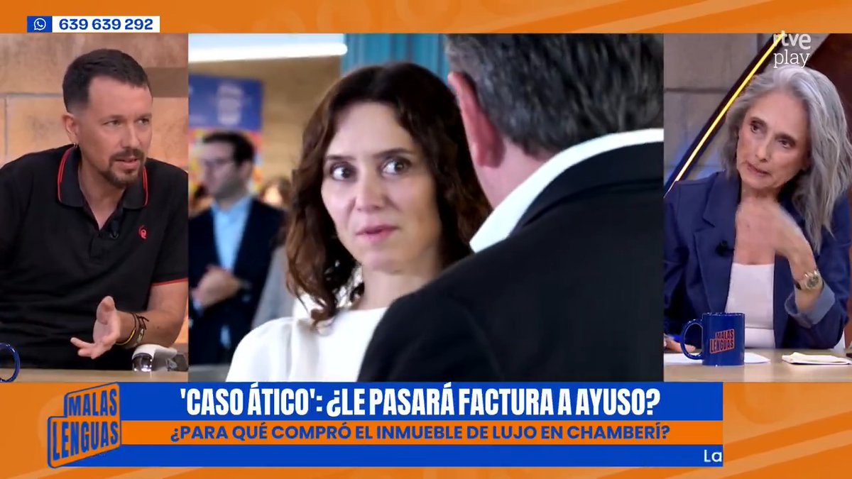 🏠 Operación Ático: Ayuso aseguró no tener "la menor idea" de una compra de 6,3M. 👀 Pero ahora se sabe que la presidenta visitó el ático después de que Planifica Madrid lo adquiriera. 💬 "Si lo que pretendía la CAM es que la dignidad de Ayuso requiere vivir en un ático, que lo haga públicamente. ¿Por qué lo hicieron en secreto?", se pregunta Pablo Iglesias 🔻{R} en #MalasLenguas
