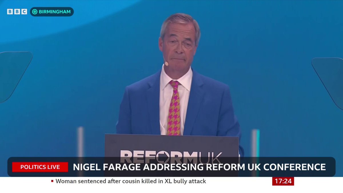 Nigel Farage speech at Reform UK conference interrupted by heckler Follow live: