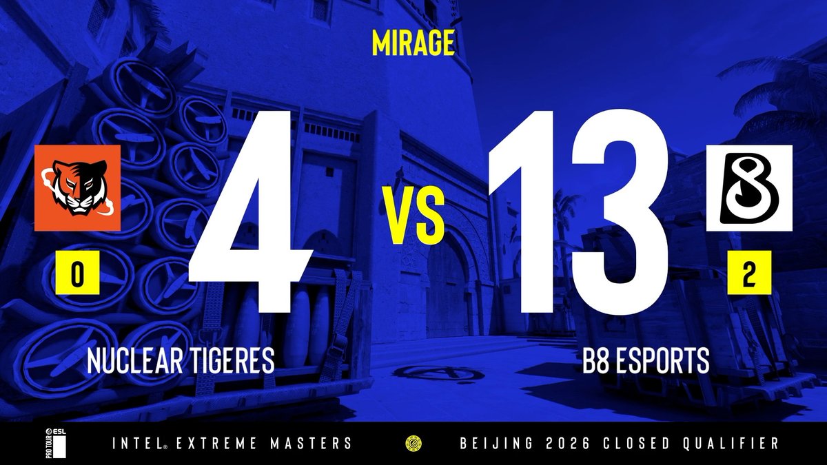 Congratulations B8 Esports! 🎉🎉 They secure their spot at #IEM Beijing 2026 by dominating Nuclear TigeRES in the Global Closed Qualifier ub final 💪