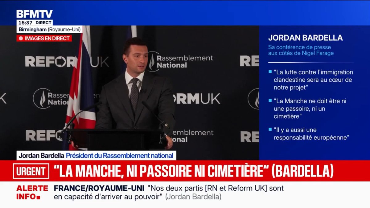 Avec le RN au pouvoir, il n'y aura plus de départs de migrants depuis Calais vers le Royaume-Uni, parce que nous protègerons nos frontières. Nous ferons également en sorte que la France devienne le pays le moins attractif d'Europe pour l'immigration clandestine.