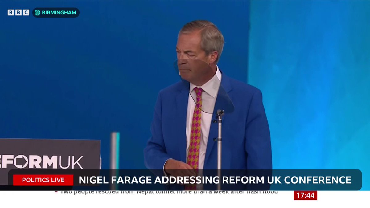 Reform will remove the ability of judges to lean on outdated conventions "like the European Convention of Human Rights", Nigel Farage says Britain is broken and only Reform has the courage, the conviction and foresight to fix it, he adds Follow live: