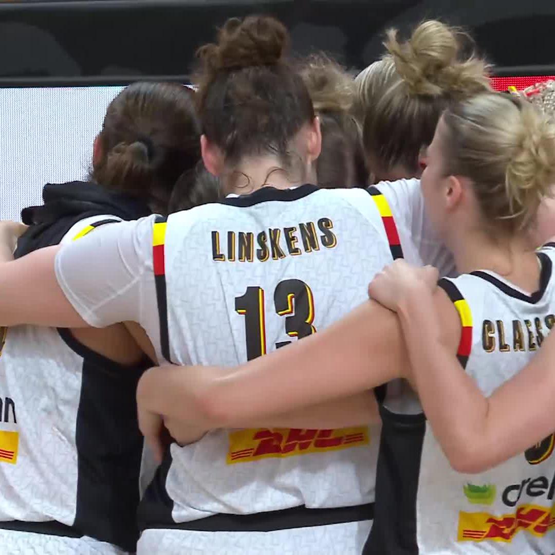 CLASS ACT 🥹 Emma Meesseman gave her TCL Player of the Game Award to Julie Vanloo, who recently lost her godfather ❤️ #FIBAWWC