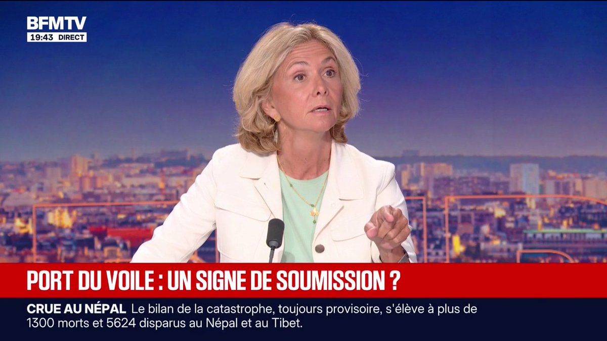 Proposition du RN d'interdire le port du voile dans l'espace public: "Je suis contre cette mesure", déclare Valérie Pécresse, présidente LR de la région Île-de-France