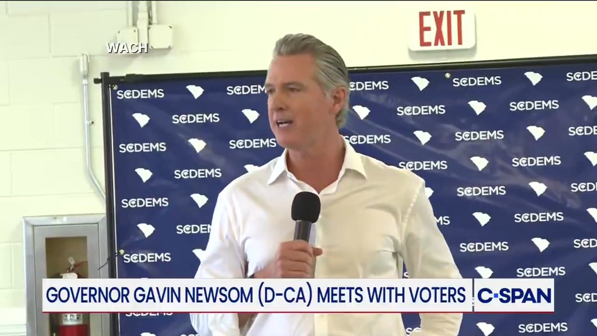 Governor Gavin Newsom (D-CA): "Capitalism as we know it, is not working. Not at $7.25 minimum wage in South Carolina."