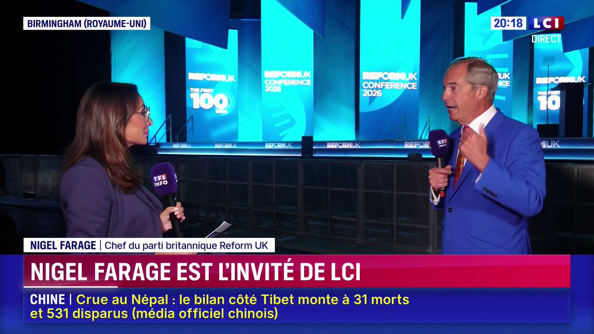 🗣️ "Je continue de penser que le Brexit était une formidable opportunité", confie Nigel Farage, figure du Brexit 📺 Face à Margot Haddad sur LCI.