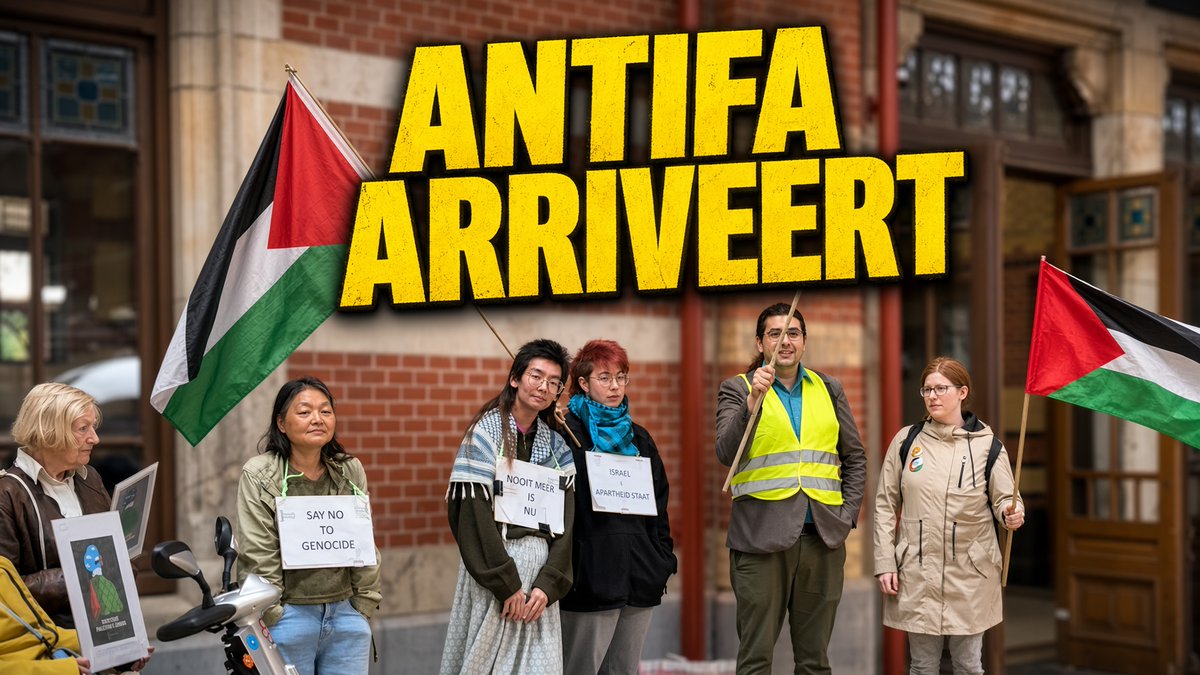 Ruim een half uur te laat, maar het twee koppen sterke Antifa Groningen sluit ook aan. Kijk eens wat een ongekende dynamiek en energie zij toevoegen aan het protest! Spat van het scherm af. 🇵🇸🔋