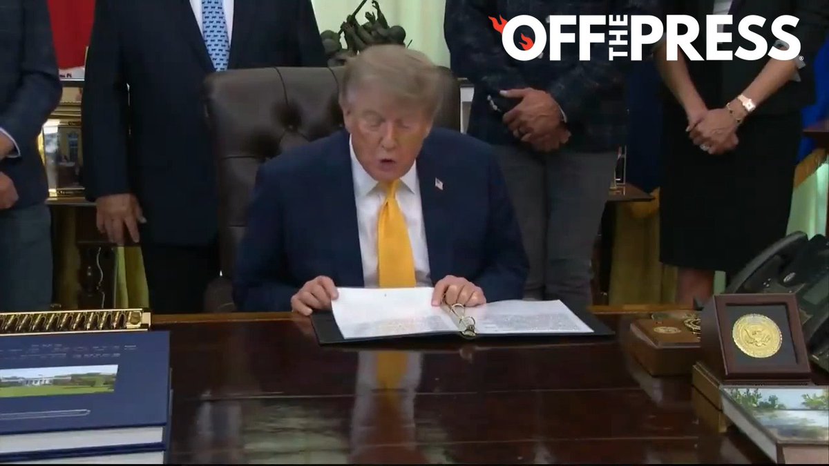 🚨WATCH: President Donald J. Trump signs an order to protect cattle herds from Mexican gray wolves, which are “predatory” and are "costing them tens of millions of dollars.”